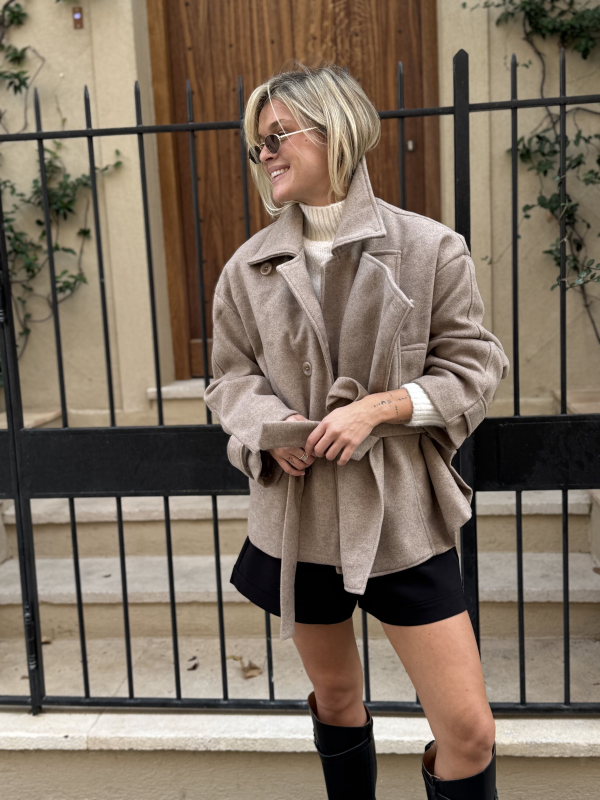 CAMERON jacket with taupe stand-up collar
