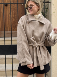 CAMERON jacket with taupe stand-up collar