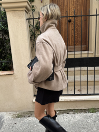 CAMERON jacket with taupe stand-up collar