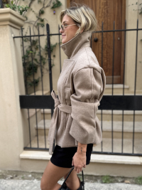 CAMERON jacket with taupe stand-up collar