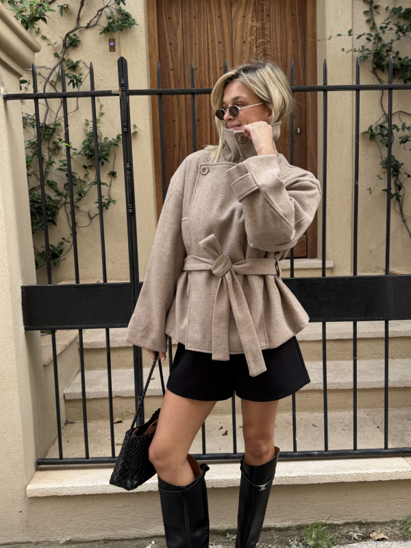 CAMERON jacket with taupe stand-up collar