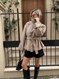 Veste CAMERON taupe col montant