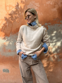 Pull MALONE beige chiné boutons dorés