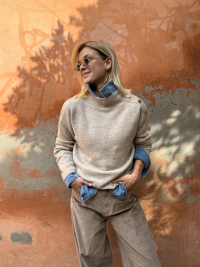 Pull MALONE beige chiné boutons dorés