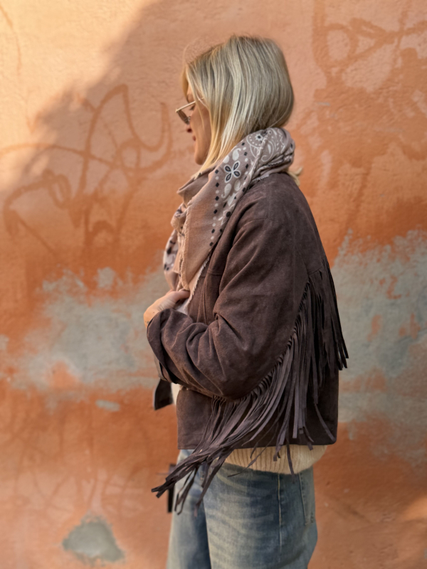 TEXAS chocolate jacket with fringes