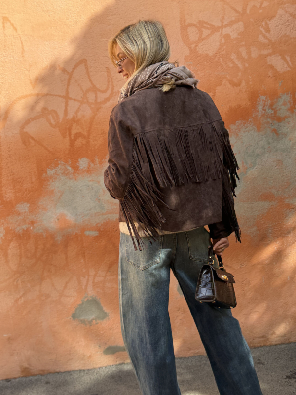 TEXAS chocolate jacket with fringes