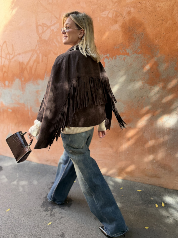 TEXAS chocolate jacket with fringes