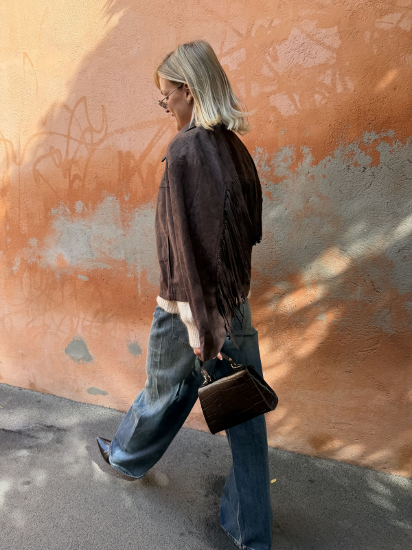 TEXAS chocolate jacket with fringes