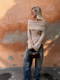 Pull BRIDGET maille côtelée beige