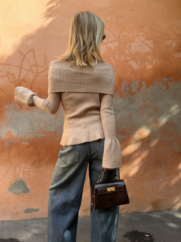 Pull BRIDGET maille côtelée beige