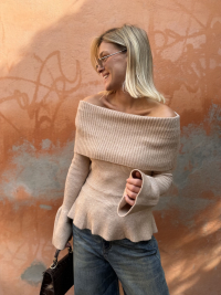 Pull BRIDGET maille côtelée beige