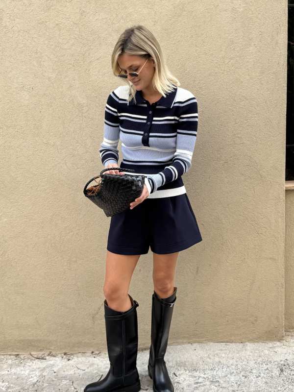 Polo PARIS bleu à rayures