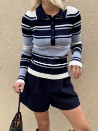 Polo PARIS bleu à rayures