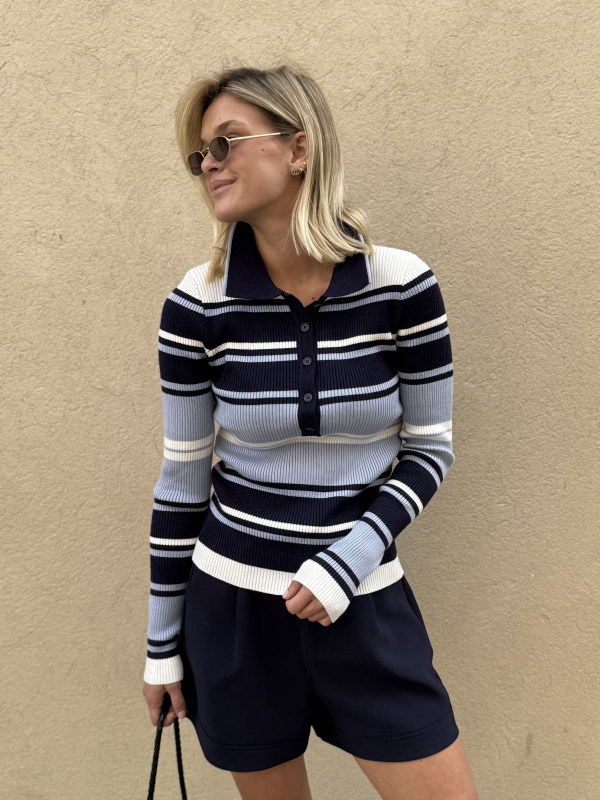 Striped blue PARIS polo shirt