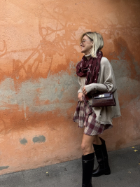 STELLA burgundy checkered skirt/shorts