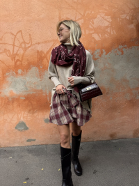 STELLA burgundy checkered skirt/shorts