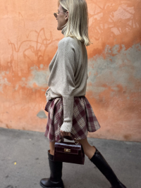 STELLA burgundy checkered skirt/shorts