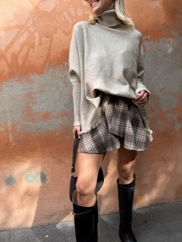 Jupe/short STELLA à carreaux chocolat