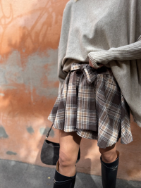 STELLA chocolate checkered skirt/shorts