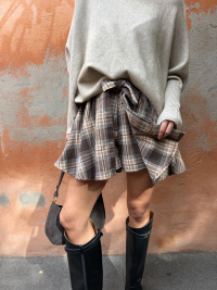 STELLA chocolate checkered skirt/shorts
