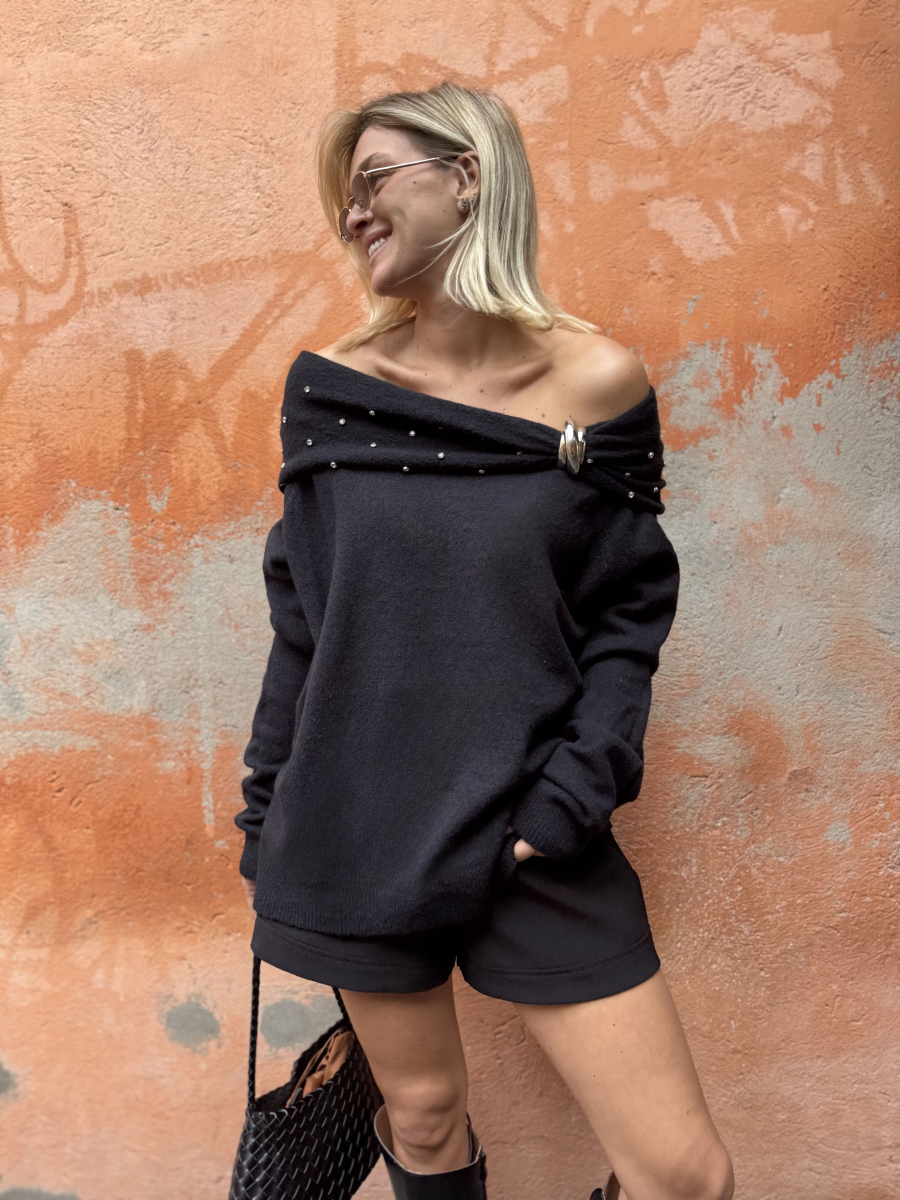 Black HARPER rhinestone sweater